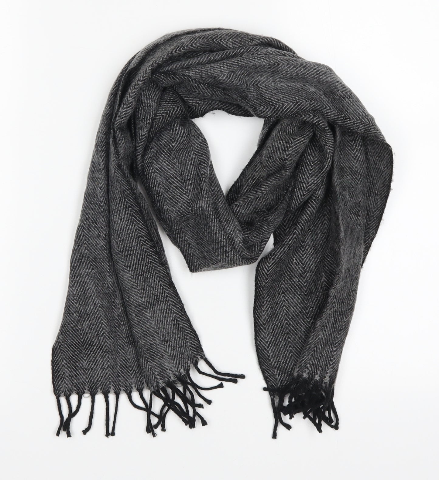 Preworn Womens Grey Herringbone Scarf