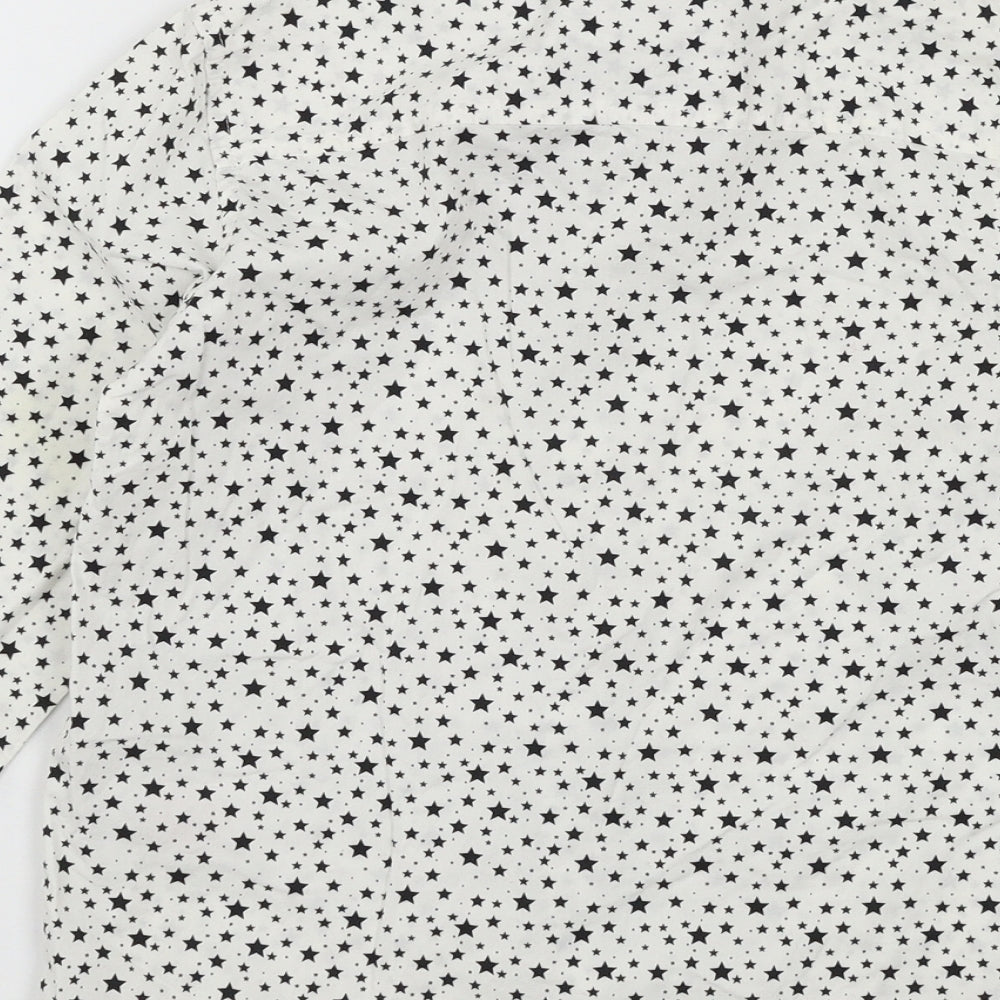 F&F Girls White Geometric Basic Button-Up Size 8-9 Years