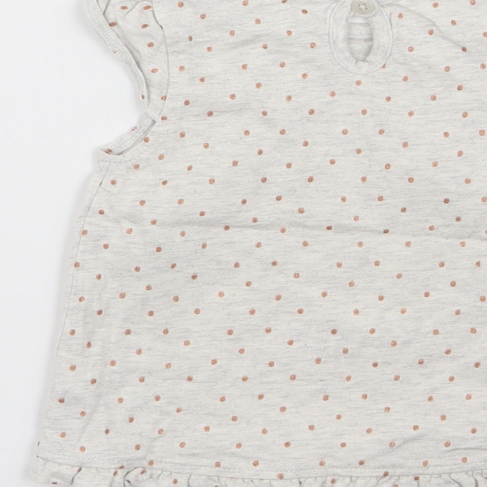 Asda George Girls Grey Polka Dot Basic Tank Size 3-6 Months
