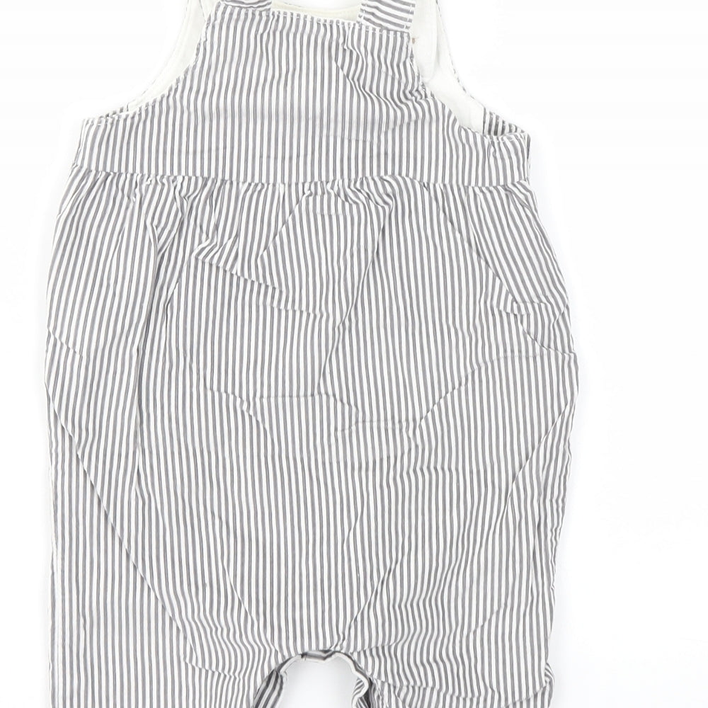 m&s Girls Grey Striped Babygrow One-Piece Size 3-6 Months