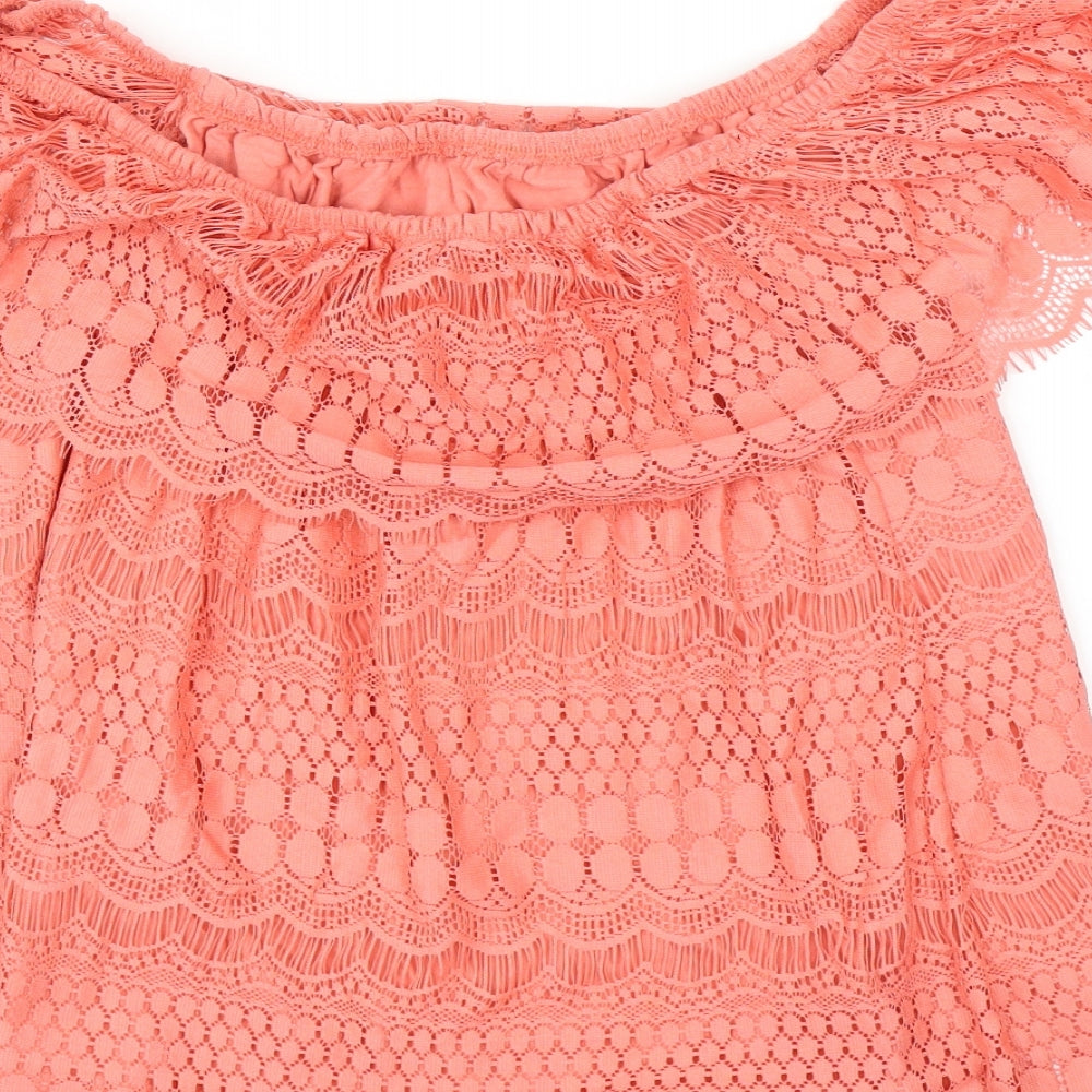 Preworn Womens Pink Basic Blouse Size 14