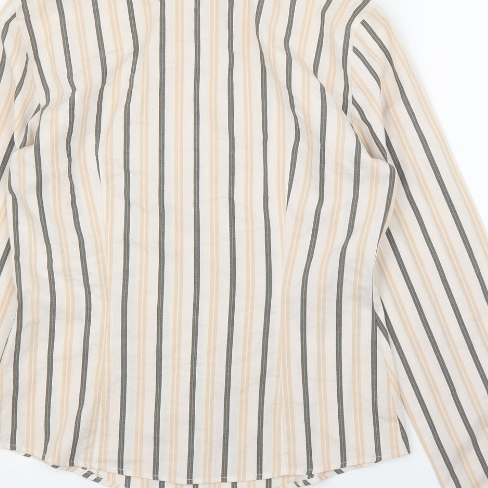 Lineaemma Womens Beige Striped Basic Button-Up Size 12