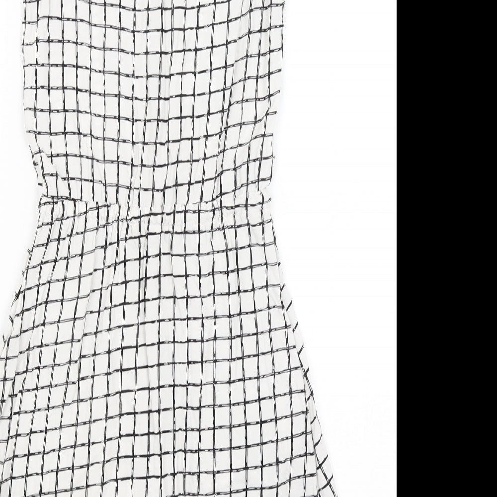 Preworn Womens White Check Basic Blouse Size 8