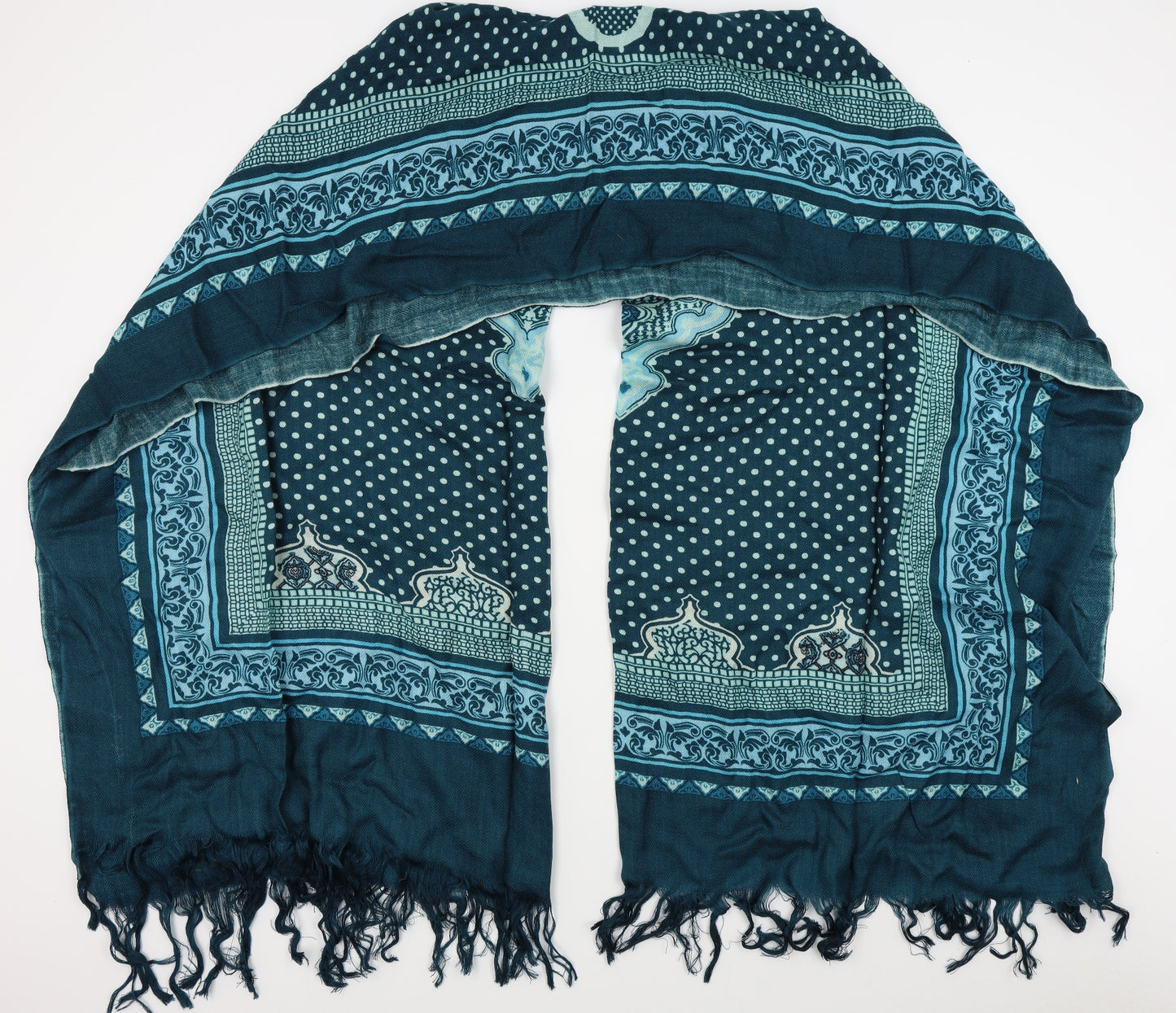 Preworn Womens Blue Fair Isle Scarf