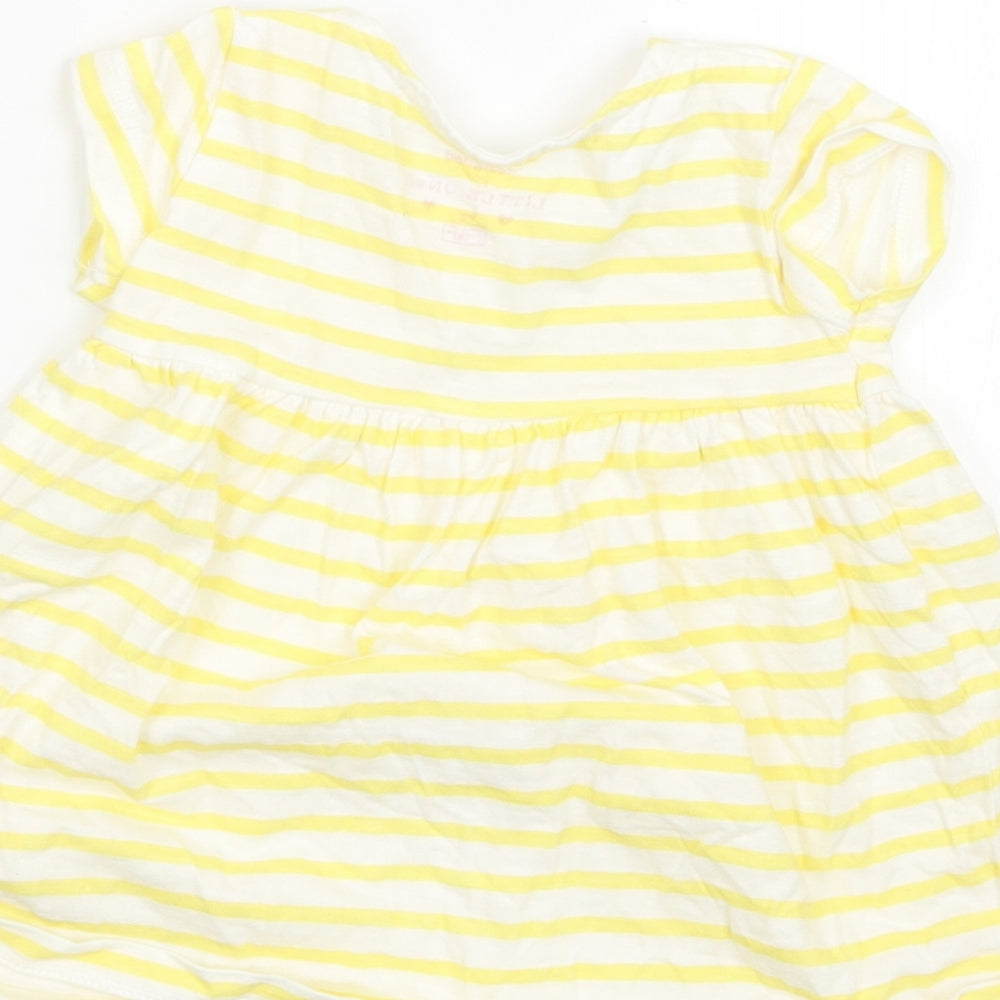 F&F Girls Yellow Striped T-Shirt Dress Size 3-6 Months