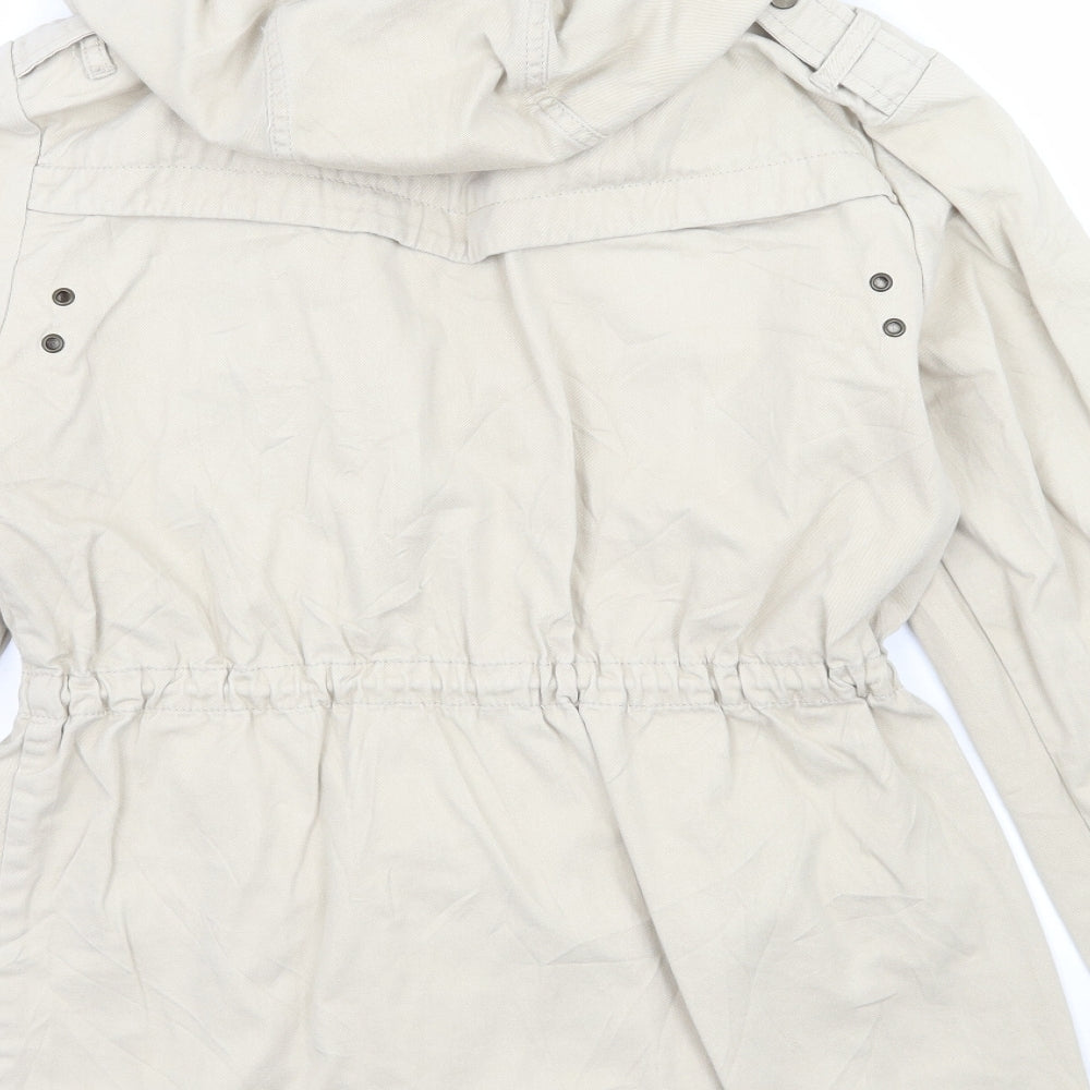 H&M Womens Beige Jacket Coat Size 6 - Zip away hood