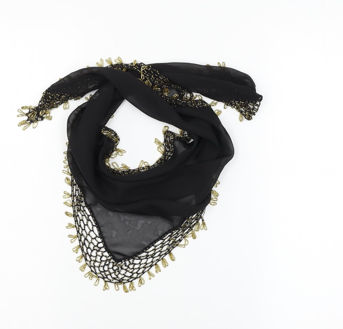 Preworn Womens Black Chiffon Shawl/Wrap