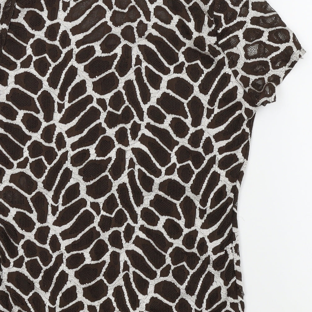 alex&co Womens Brown Colourblock Basic T-Shirt Size 8
