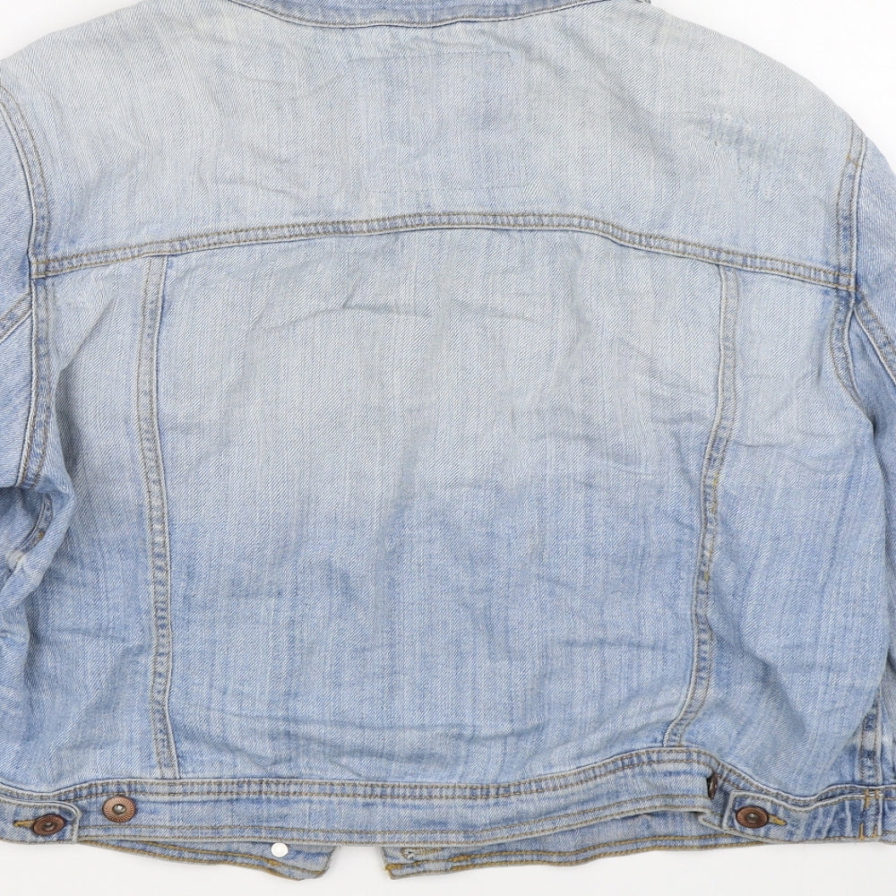 New Look Womens Blue Denim Jacket Size 18 - Distressed