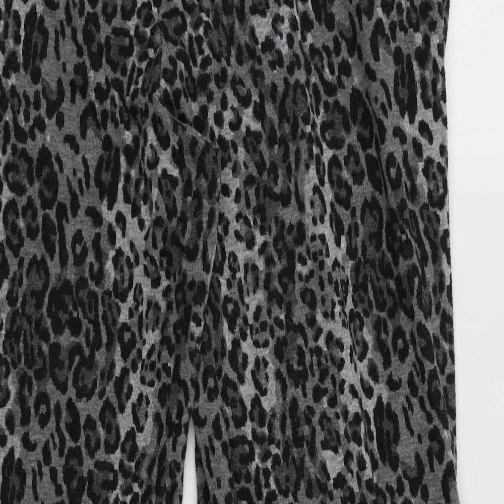 M&S Womens Grey Animal Print Jogger Trousers Size 18 L25 in