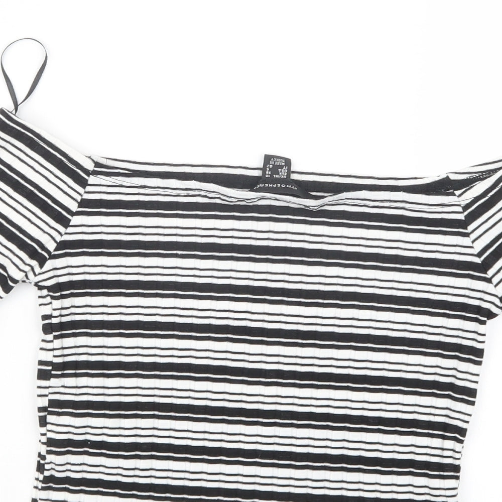 Atmosphere Womens Black Striped Cropped T-Shirt Size 10
