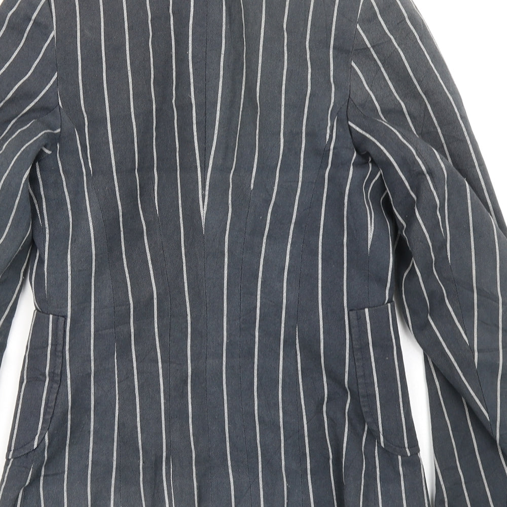 Miso Womens Blue Striped Jacket Blazer Size 8