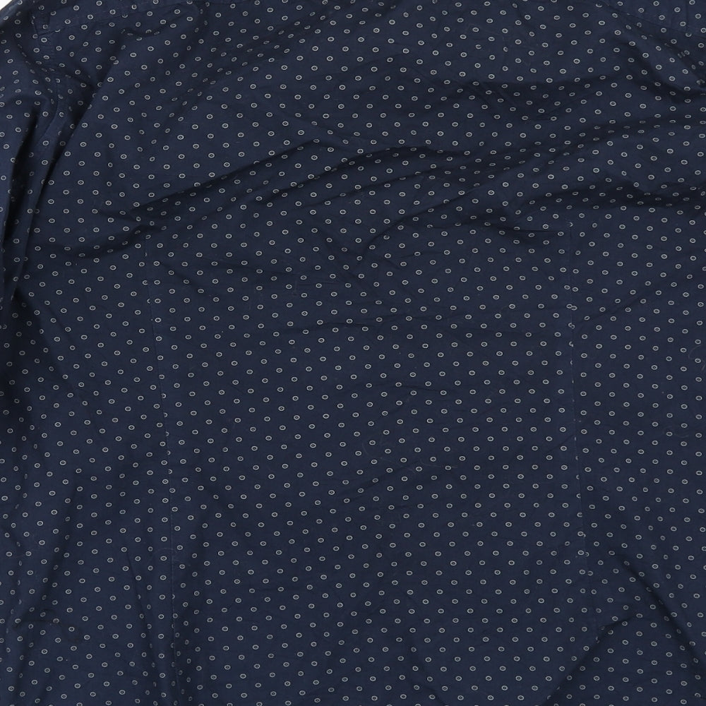 JACK & JONES Mens Blue Polka Dot Button-Up Size M