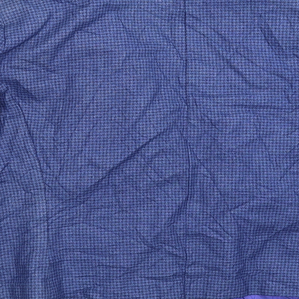 Preworn Womens Blue Houndstooth Jacket Blazer Size 16