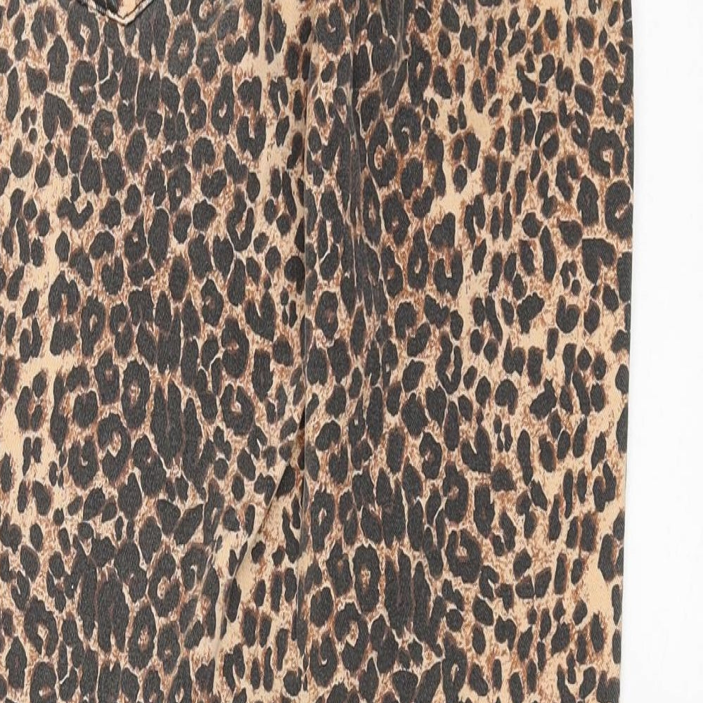 Miss Denim Womens Brown Animal Print Denim Skinny Jeans Size 6 L27 in