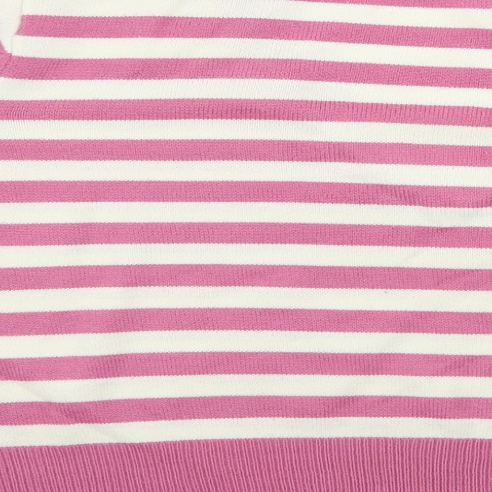 BM Womens Pink Striped Pullover Jumper Size S