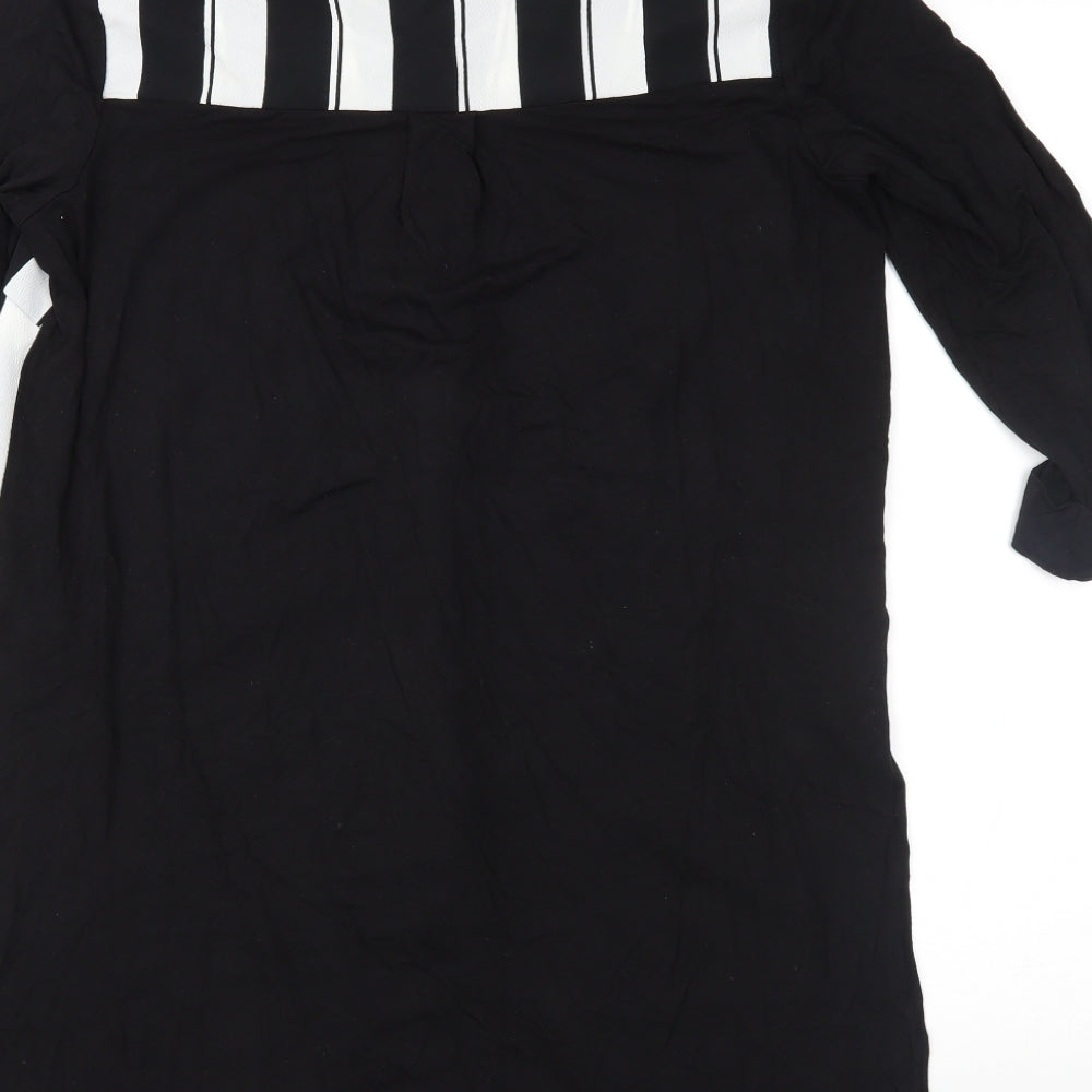 Marks and Spencer Womens Black Striped Basic Button-Up Size 10