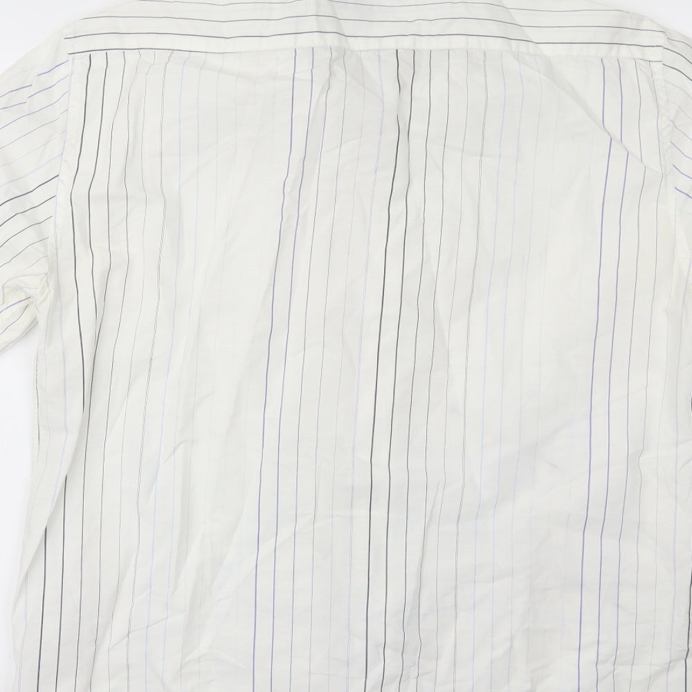 NEXT Mens White Striped Button-Up Size L