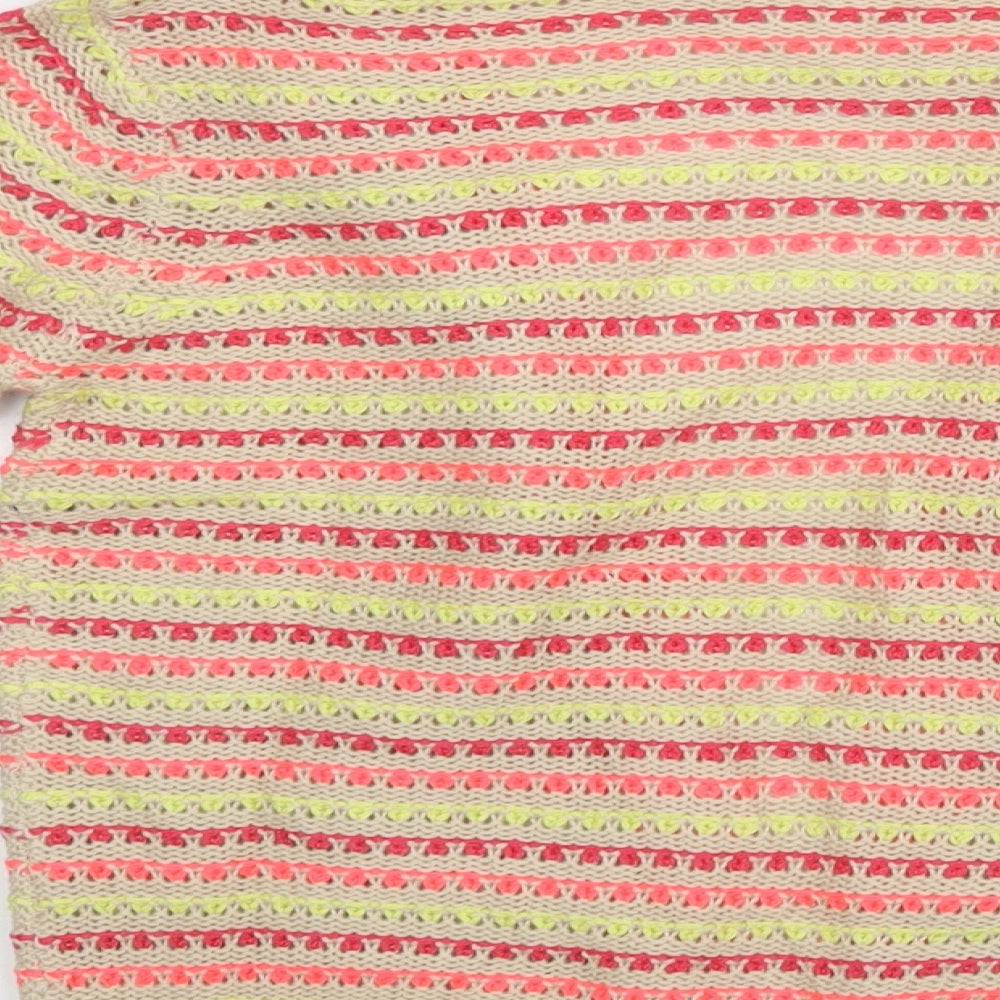 Preworn Girls Pink Striped Wrap Jumper
