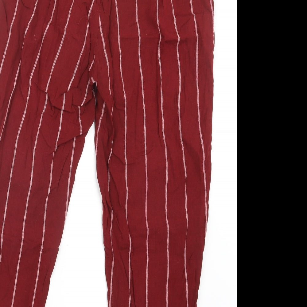 PRETTYLITTLETHING Womens Red Striped Trousers Size 8 L23 in