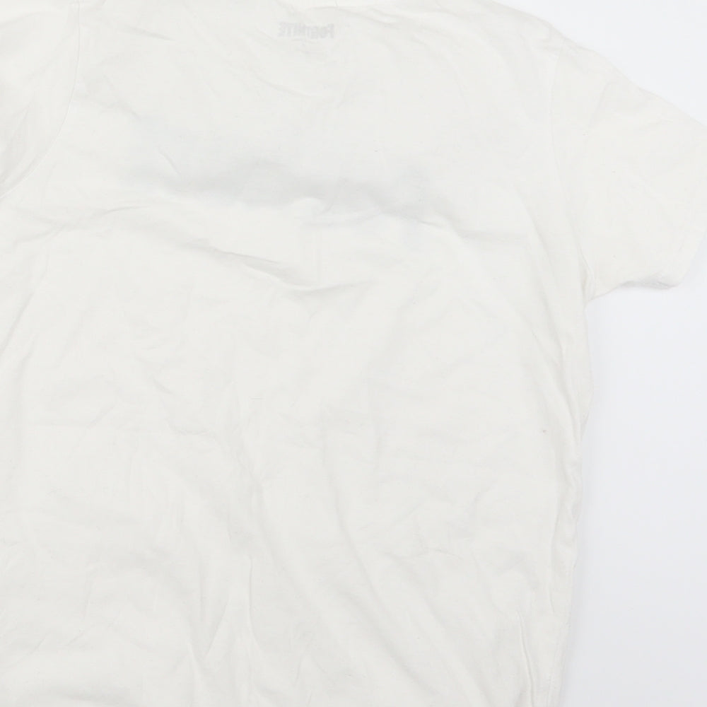 Primark Boys White Basic T-Shirt Size M - Fortnite