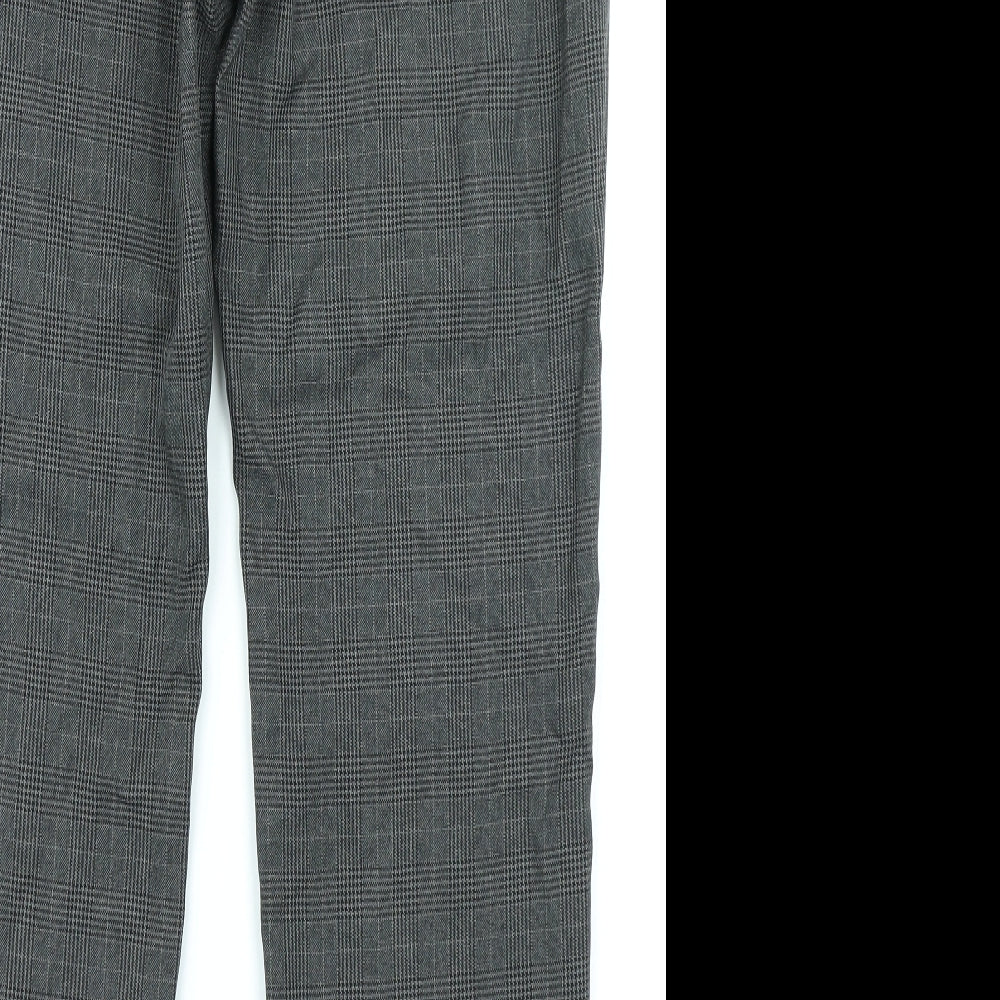 M&S Collection Mens Grey Plaid Trousers Size 16 L28 in