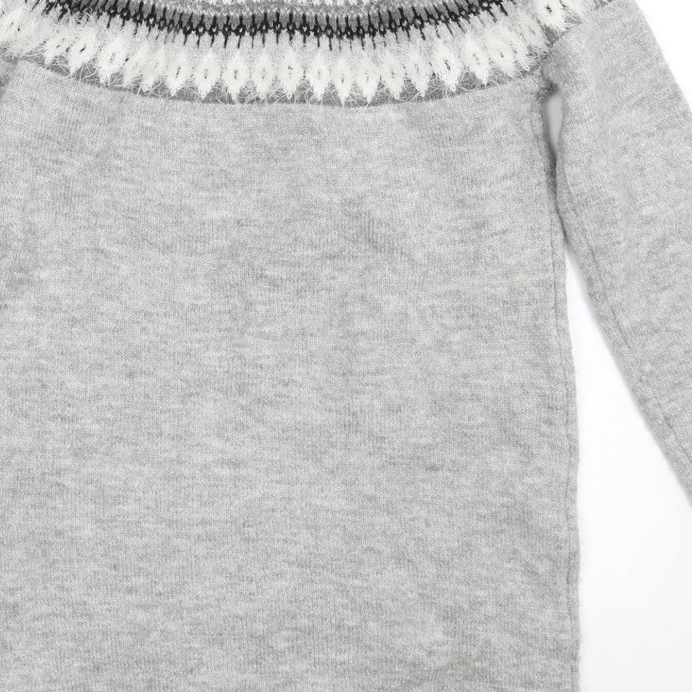 George Girls Grey Gingham Pullover Jumper Size 12-13 Years