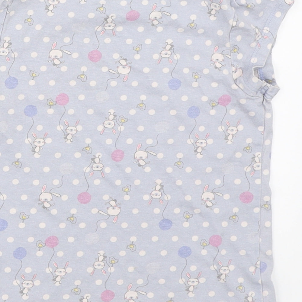George Girls Blue Polka Dot Basic T-Shirt Size 3-4 Years