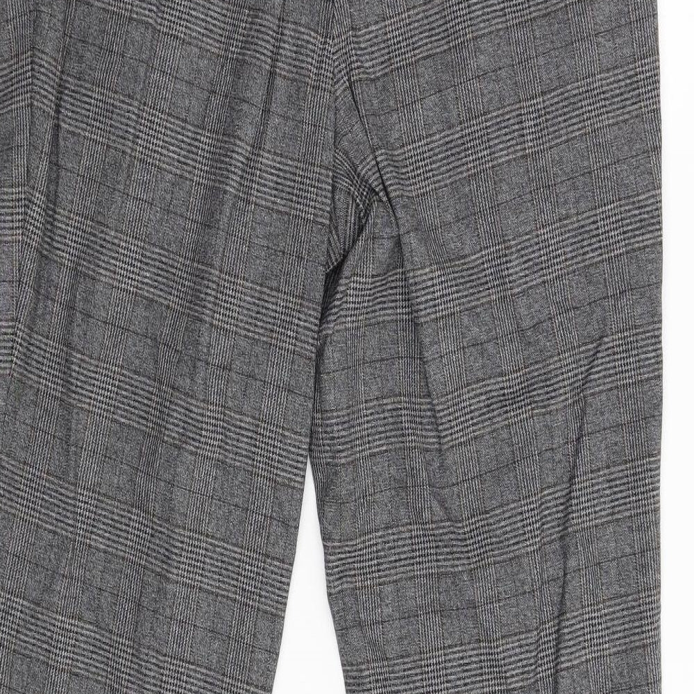 M&S Womens Grey Check Trousers Size 32 L30 in