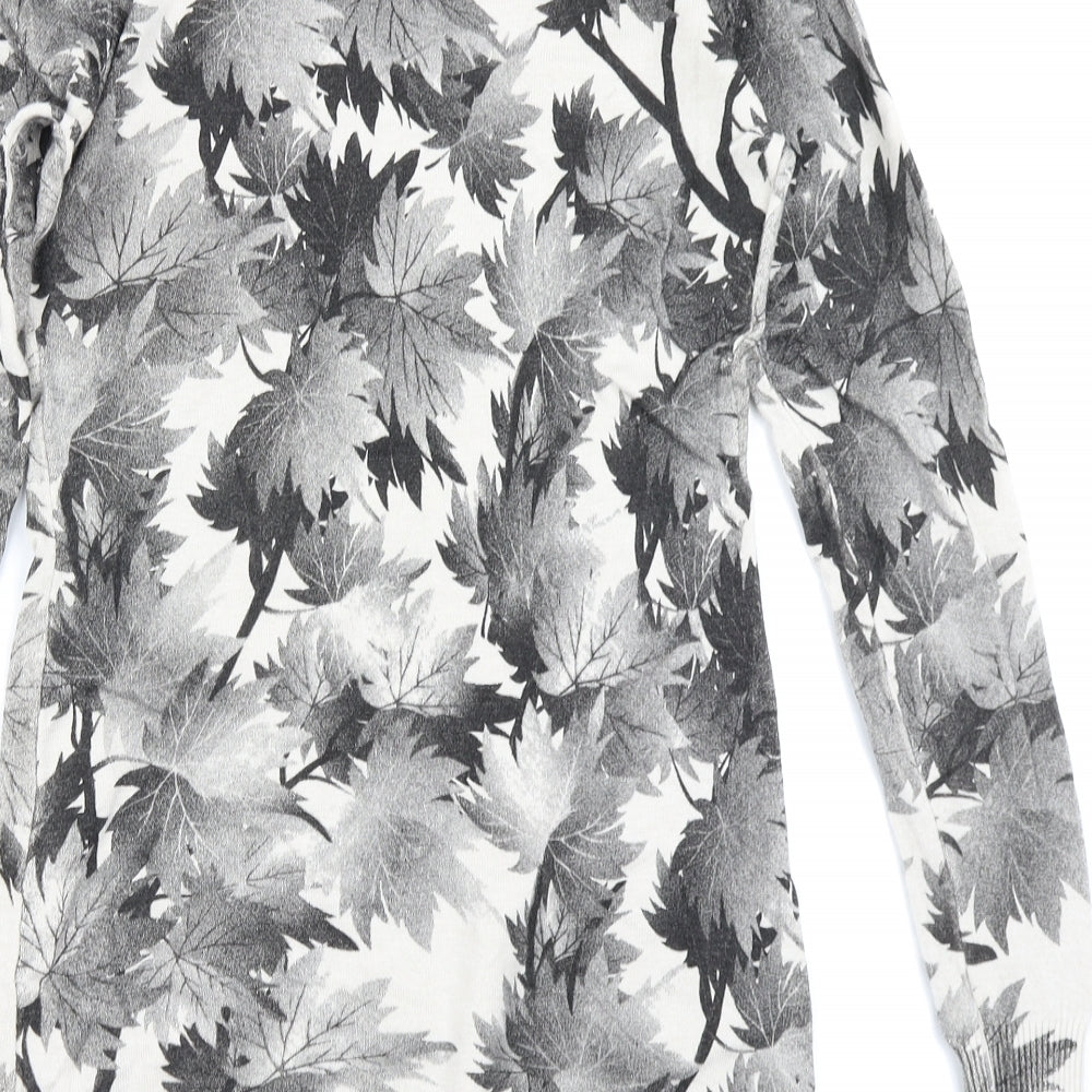 D&Z Fashion Womens Grey Floral Knit Jumper Dress One Size