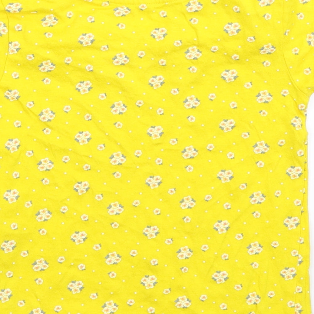 Primark Girls Yellow Floral Basic T-Shirt Size 6-7 Years
