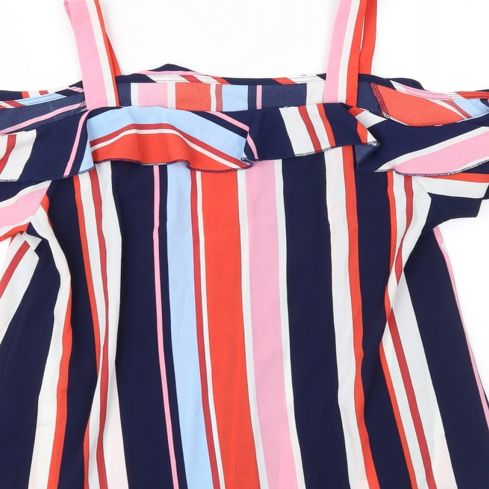 Quiz Womens Multicoloured Striped Basic Blouse Size 10