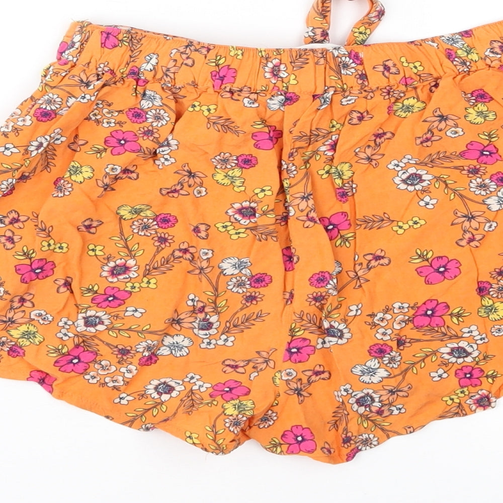 Cotton On Girls Orange Floral Shorts Size 11 Years