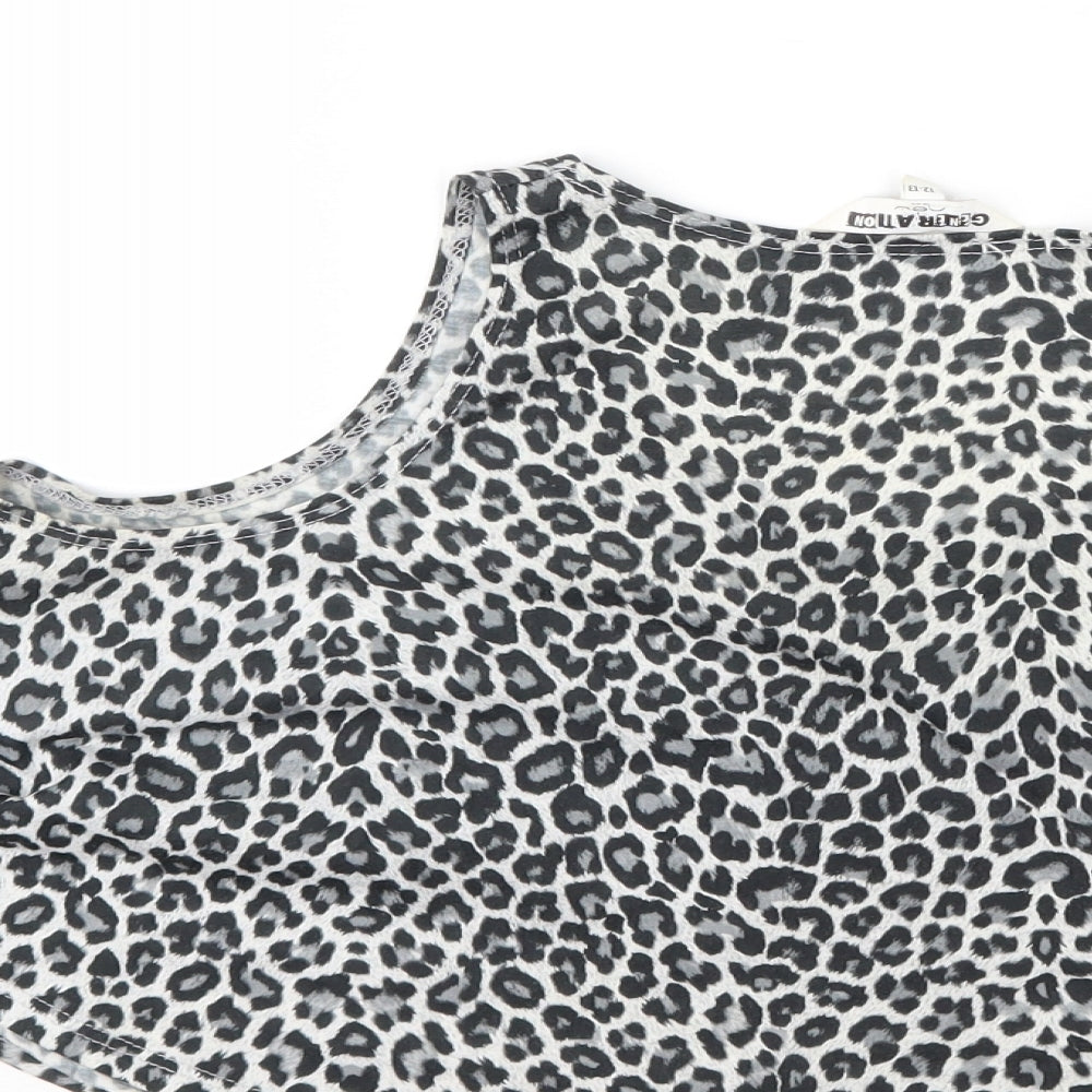 New Look Girls Grey Animal Print Cropped Tank Size 12-13 Years