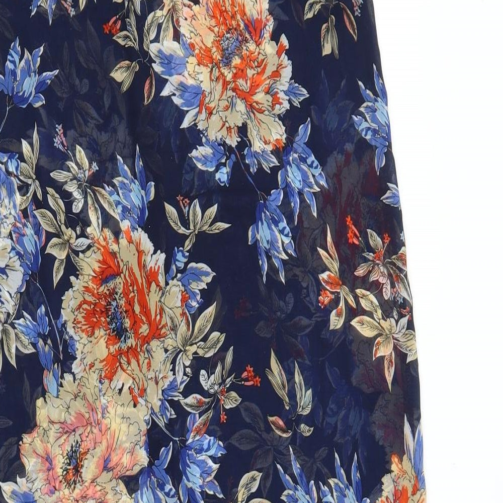 A. E. Nice Womens Blue Floral Tunic Blouse Size M - Split down back