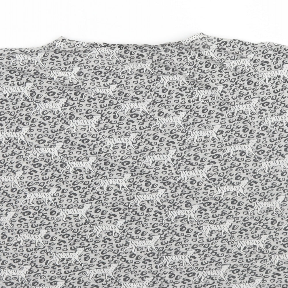 NEXT Girls Grey Animal Print T-Shirt Size 11 Years