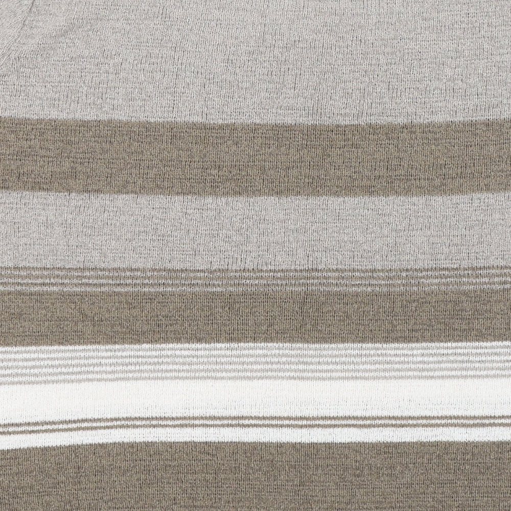 BM Collection Womens Brown Striped Pullover Jumper Size XL