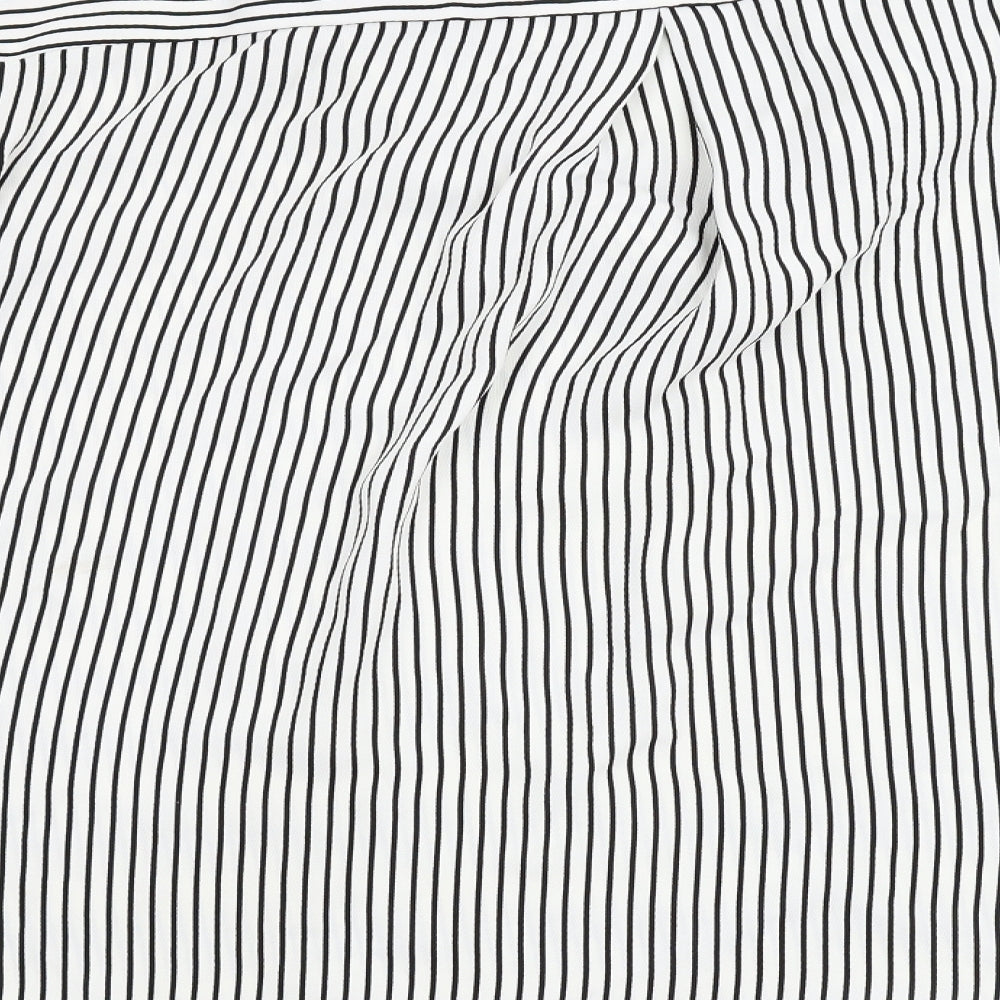 H&M Mens White Striped Button-Up Size M