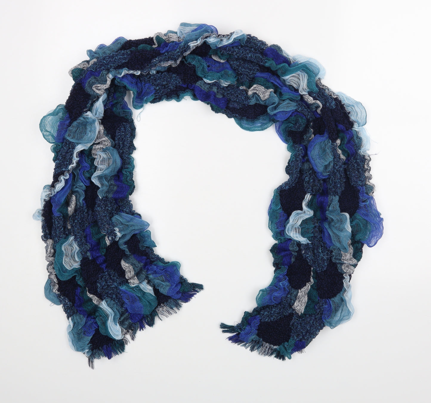 Preworn Womens Blue Striped Scarf