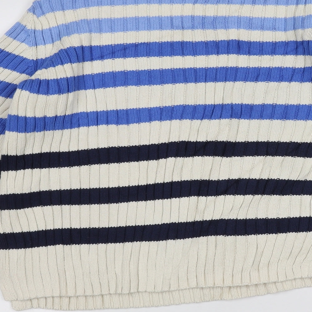 Marks and Spencer Womens White Striped Pullover Jumper Size 12