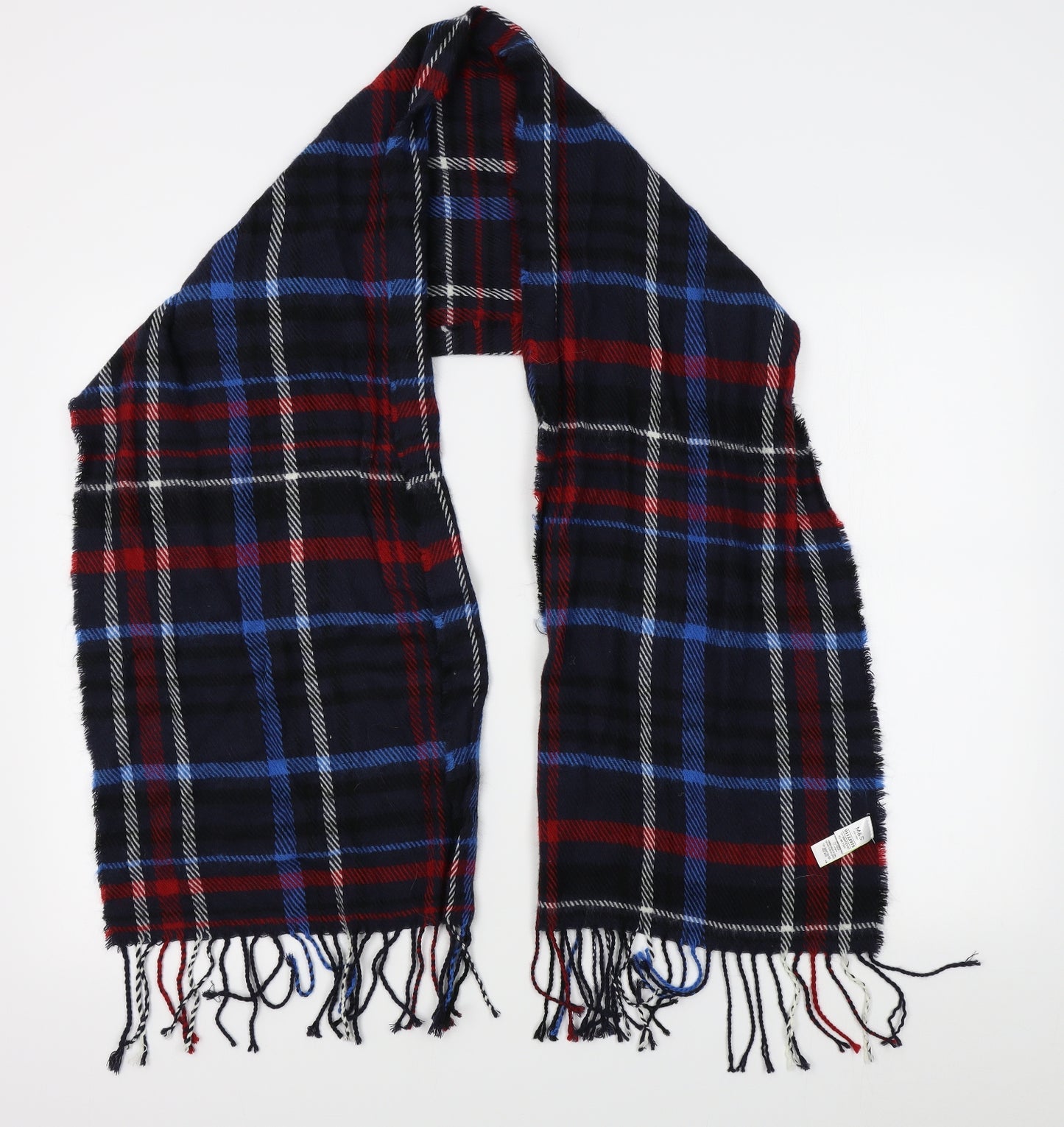 M&S Womens Blue Plaid Scarf