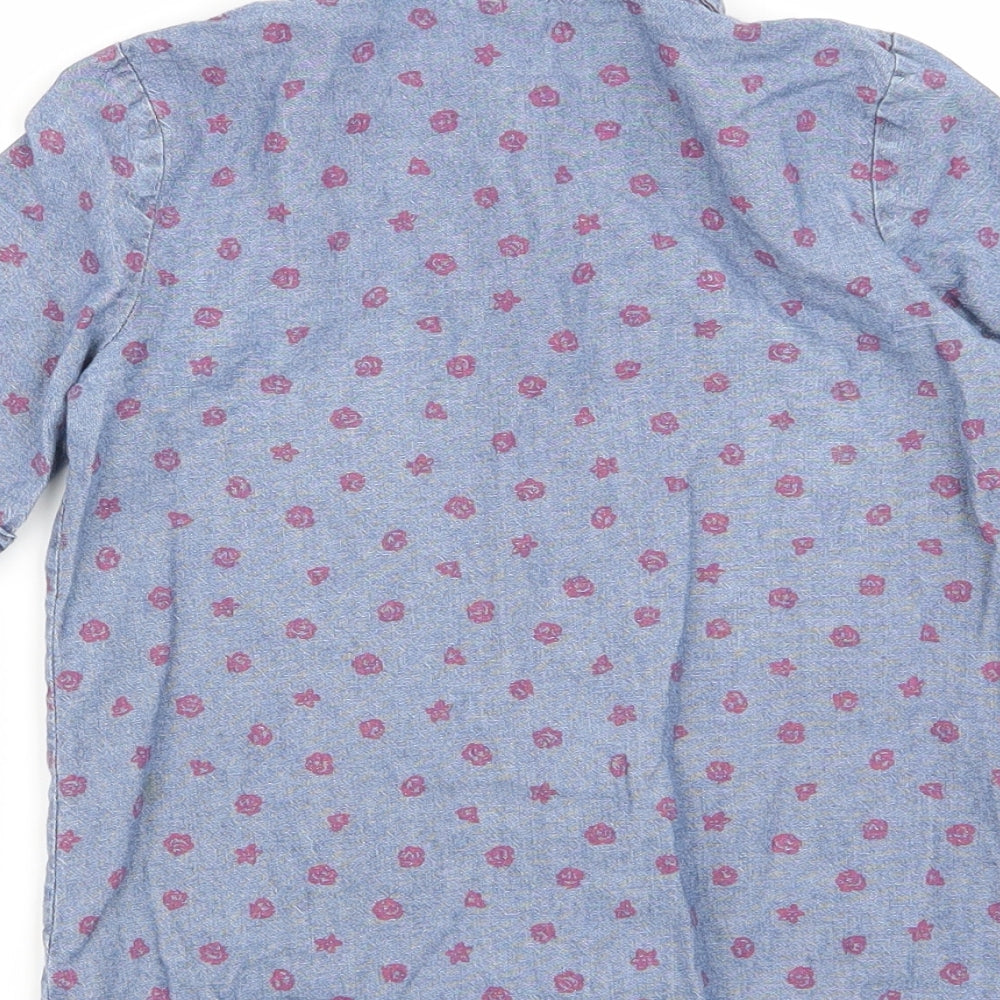 carters Girls Blue Geometric Basic Button-Up Size 5 Years