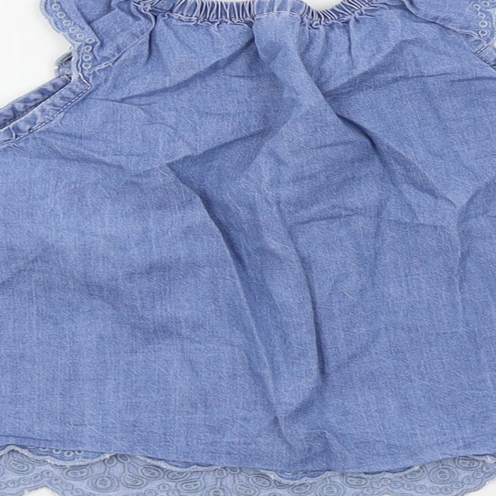 BABY B'GOSH Girls Blue Colourblock Basic Blouse Size 2 Years