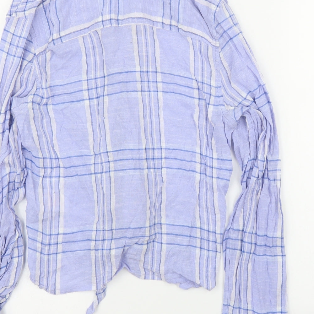 Peacocks Womens Blue Plaid Basic Blouse Size 10