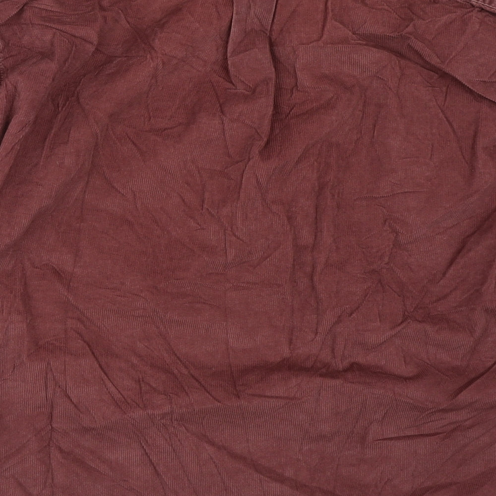 Marks and Spencer Mens Red Corduroy Button-Up Size S