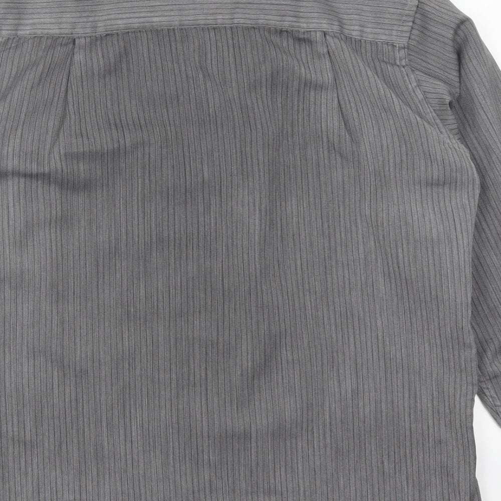 C&A Mens Grey Striped Button-Up Size S