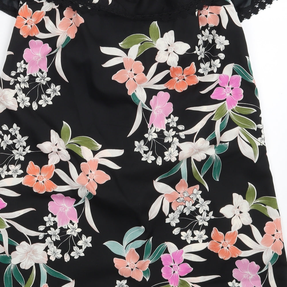 Primark Womens Black Floral Basic Blouse Size 10