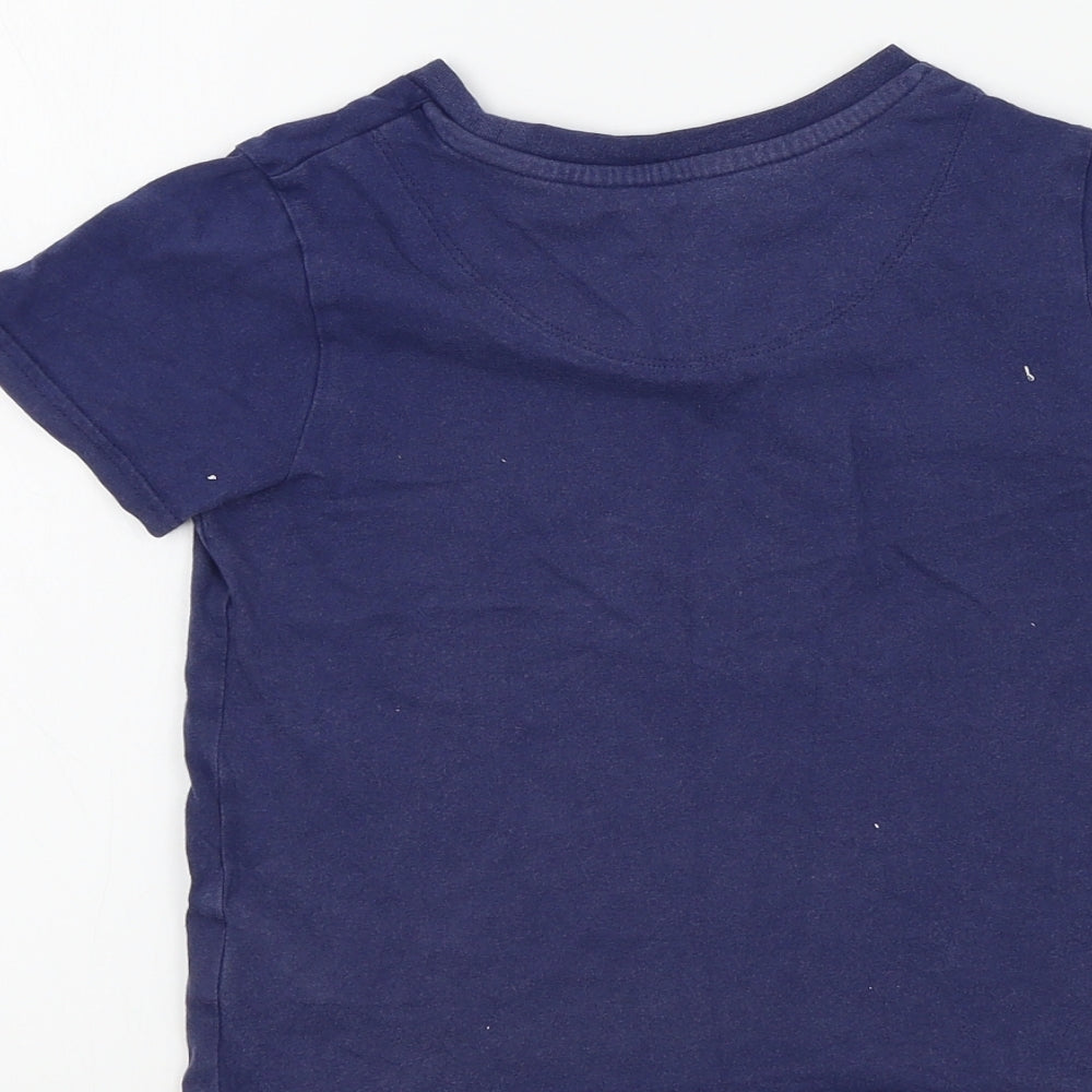 M&S Girls Blue Colourblock Basic T-Shirt Size 5-6 Years