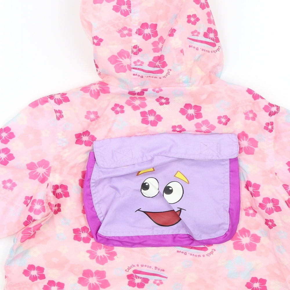Dora the Explorer Girls Pink Floral Rain Coat Coat Size 2-3 Years - Dora The Explorer