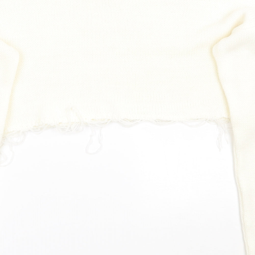 PRETTYLITTLETHING Womens White Pullover Jumper Size S